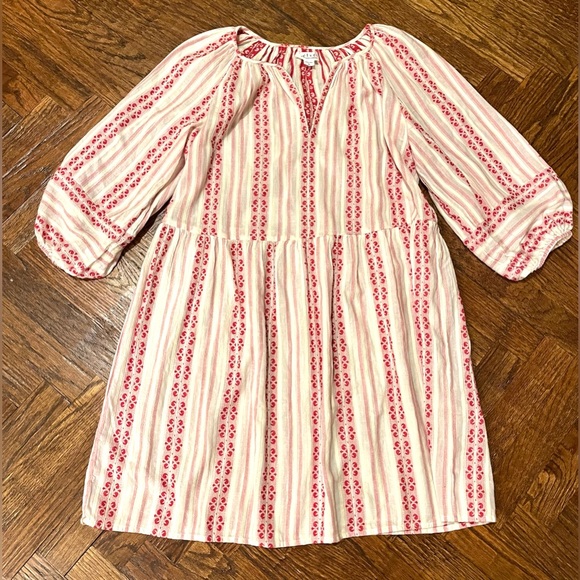Velvet by Graham & Spencer Women's Boho Red White Long Sleeve Chambre Dress M - Picture 6 of 8